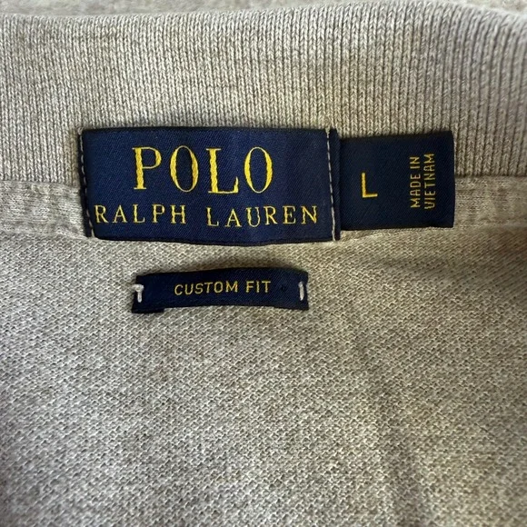 Polo Ralph Lauren Mens Short Sleeve Polo Shirt Tan Oatmeal Large - Picture 3 of 5